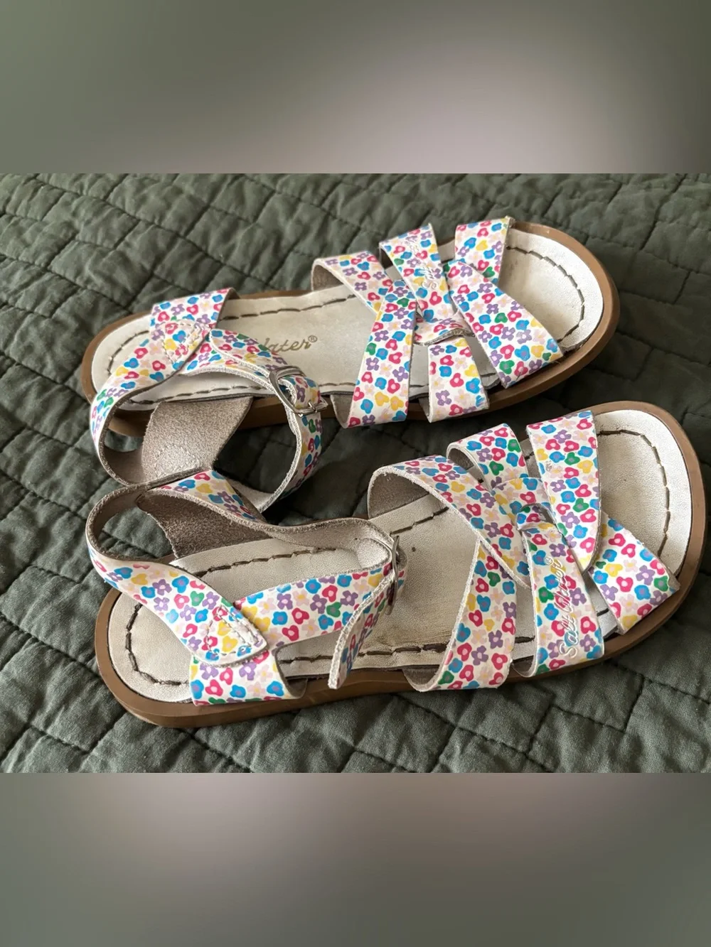 Salt Water Floral White Multi Strappy Kids Sandals